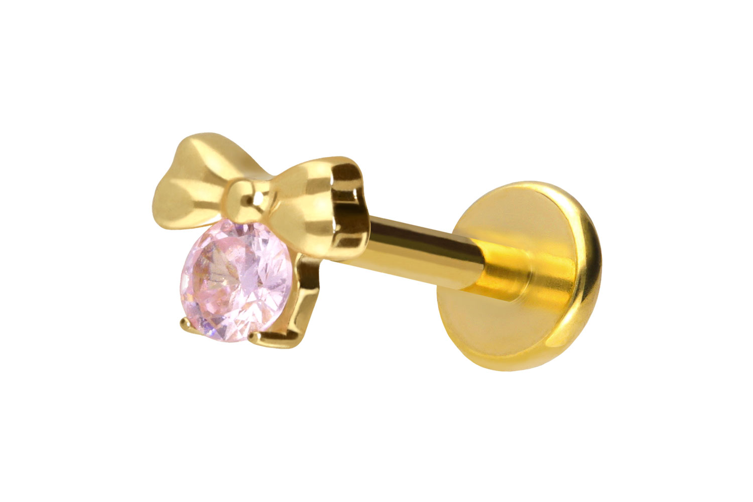 Titan Labret Piercing mit Push Fit SCHLEIFE + KRISTALL